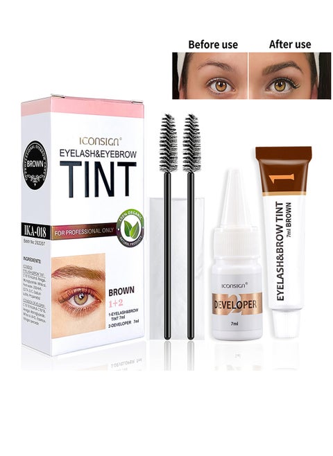 Eyelash & Eyebrow Tint Kit for Professional Only, Long Lasting Waterproof Easy to Use 2-In-1 Lash Tint Kit, Hair Color Kit Lasts Up to 6 Weeks for Salon Home DIY Use 7ml