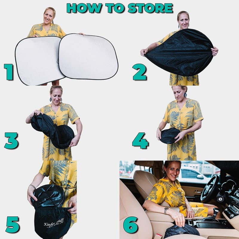 Windshield Sunshade - Reflective Car Sun Protection, 99% UVR Block, Foldable 2-Piece Set - Image 4