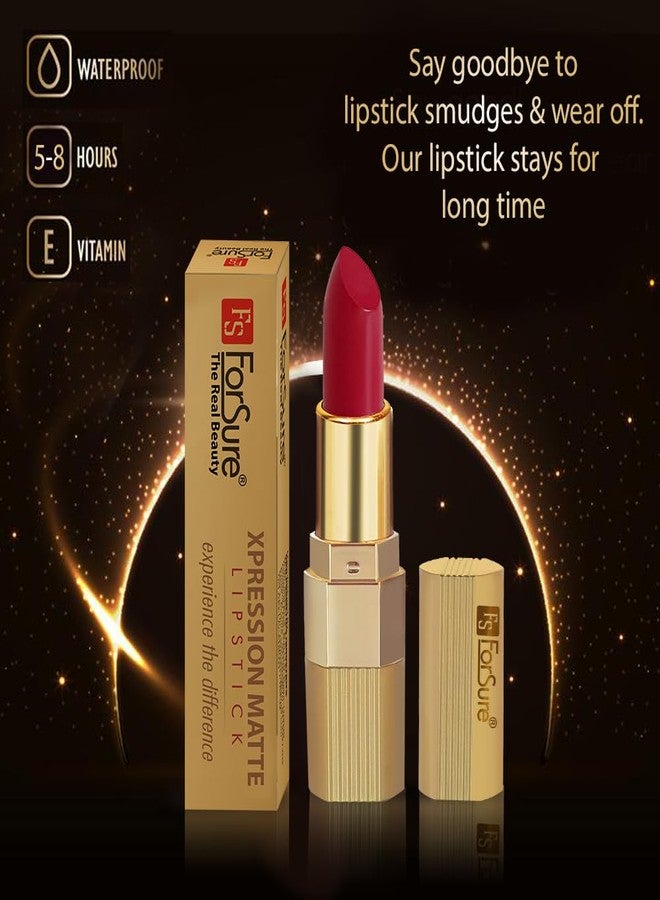 فور شور أحمر شفاه ForSure® Xpression Lipsick طويل الأمد بلمسة نهائية غير لامعة، مجموعة من 3 ألوان مناسبة لجميع درجات لون البشرة، 3.5 جرام لكل لون (لون نيود غير لامع - أحمر مخملي - ماجنتا). - Image 5