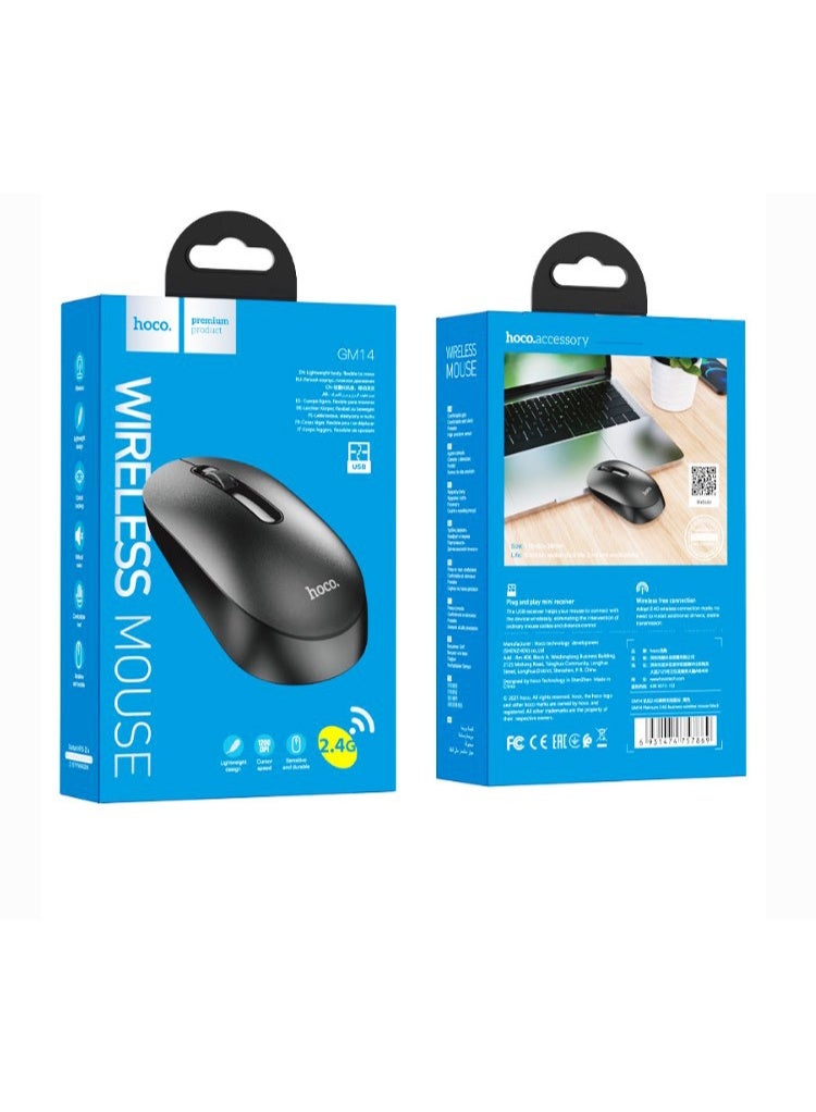 هوكو ماوس لاسلكي HOCO GM14 بلاتينيوم، اتصال لاسلكي 2.4G متوافق مع منافذ USB لأجهزة الكمبيوتر المكتبية والمحمولة. - Image 2