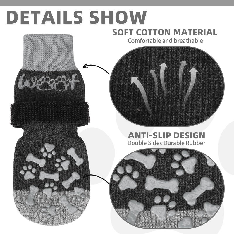 KOOLTAIL Dog Socks Shoes for Hot Pavement to Prevent Licking Paws, Winter Dog Boots&Paw Protector for Hardwood Floors Anti Slip,Traction Control Grip Booties for Small Medium Large Senior Dog,Black XL - Image 3