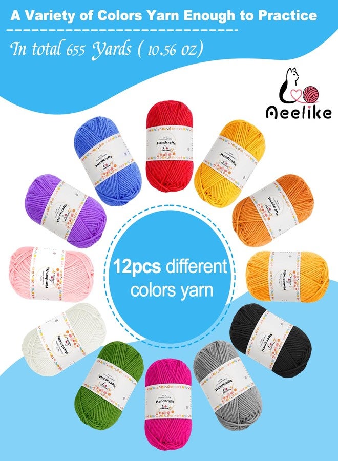 Aeelike Crochet Kit for Beginners Young and Old, First Crochet Kit for Adults Include 23pcs Crocheting Hooks, 655 Yards Yarn Set, Instruction, Bag, Crocheting Accessories and Supplies, Blue - Image 3