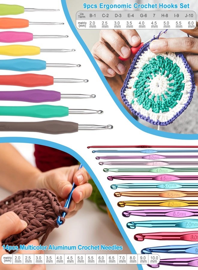 Aeelike Crochet Kit for Beginners Young and Old, First Crochet Kit for Adults Include 23pcs Crocheting Hooks, 655 Yards Yarn Set, Instruction, Bag, Crocheting Accessories and Supplies, Blue - Image 4