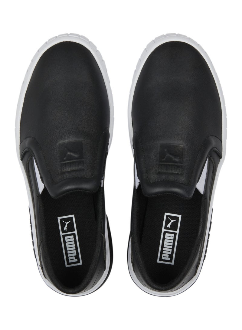 Cali Star Slip On Leather Womens Black Sneakers