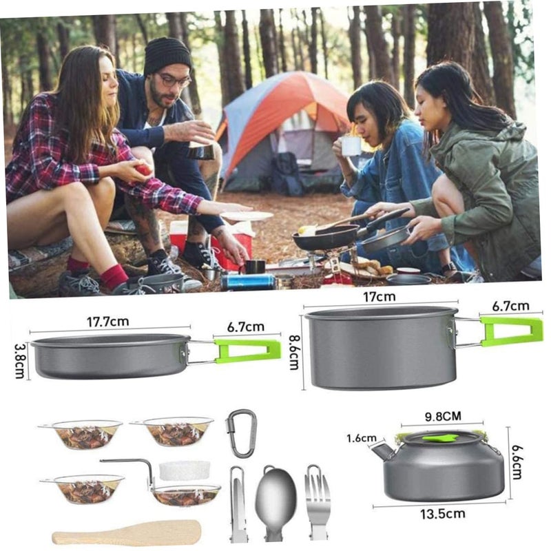 Lightweight Folding Camping Cookware Set with Pot Frying Pan Teapot Cutlery Bowls - Image 3