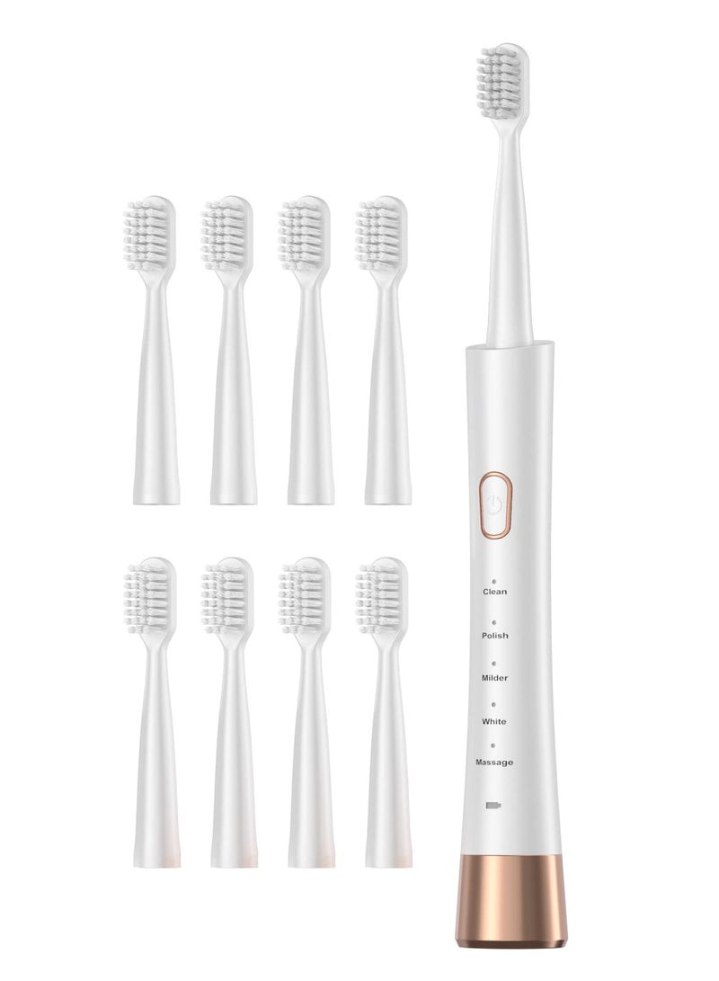 Excefore Electric Toothbrush, Sonic Toothbrushes with 8 Brush Heads 31000 VPM 5 Modes and 2 Minutes Smart Timer, Fast Charge 2 Hours Last 30 Days, Rechargeable Electric Toothbrush for Adult (White) - Image 1