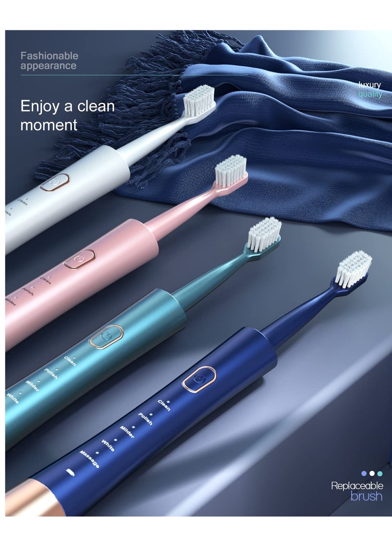 Excefore Electric Toothbrush, Sonic Toothbrushes with 8 Brush Heads 31000 VPM 5 Modes and 2 Minutes Smart Timer, Fast Charge 2 Hours Last 30 Days, Rechargeable Electric Toothbrush for Adult (White) - Image 4