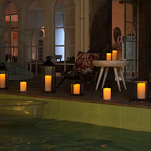 Homemory 6" 8" 10" x 4" Waterproof Outdoor Flameless Candles, Battery Operated Flickering LED Pillar Candles with Remote and Timers for Indoor, Plastic, Ivory White - Image 2
