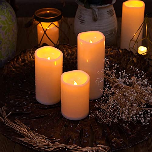 Homemory 6" 8" 10" x 4" Waterproof Outdoor Flameless Candles, Battery Operated Flickering LED Pillar Candles with Remote and Timers for Indoor, Plastic, Ivory White - Image 5