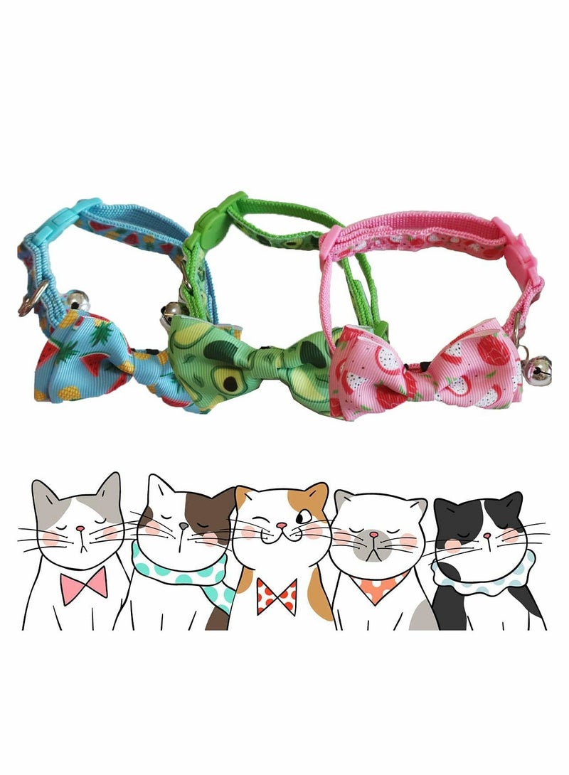 SOLARAE Cat Collar, Adjustable Comfortable Seat Belt Buckle Fruit Flower Bow Collar for Small and Medium Cats and Dogs (3 Pack) - Image 4