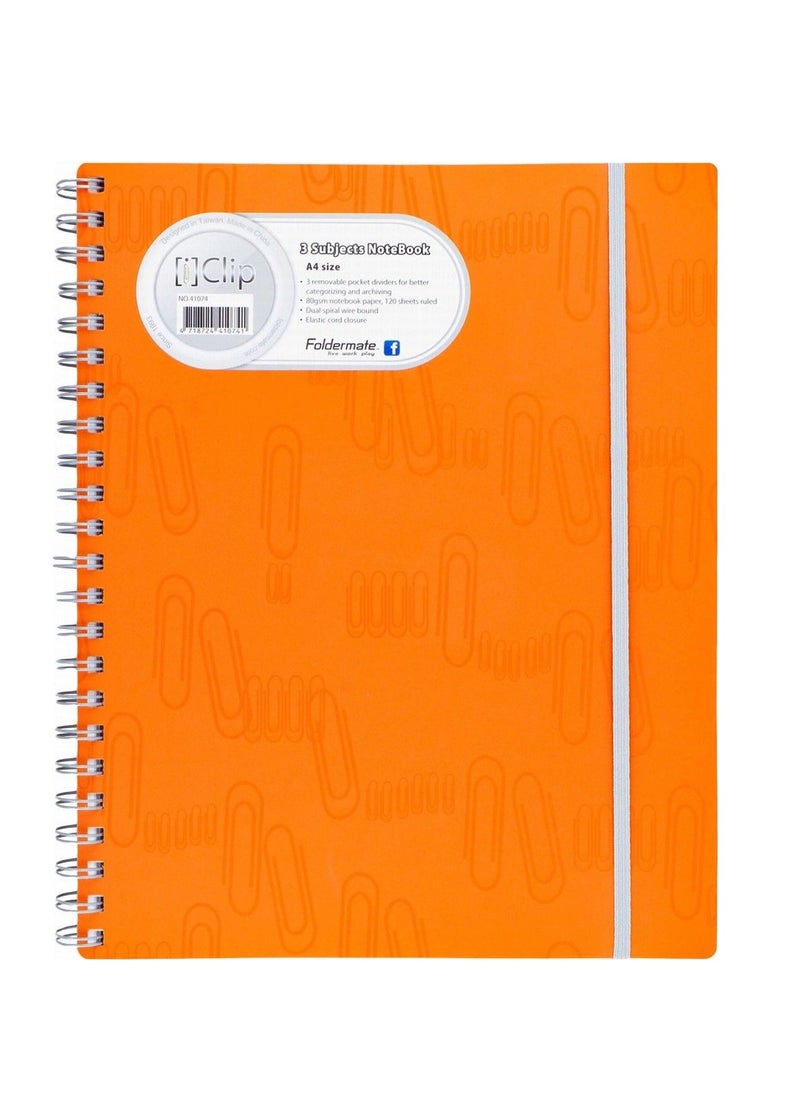 Foldermate - 4-Piece A4 Size Spiral Subject Notebook With Elastic Closure - Image 1