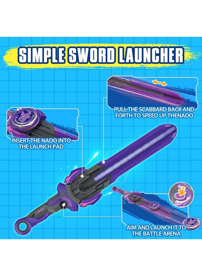 Infinity Nado Infinity Nado Battling Tops Burst Toy for Boys Grils Age 5+ Including Gaming Top Toys, Sword Launcher - Dream World Magic Dragon, Lightning Purple  - Image 3