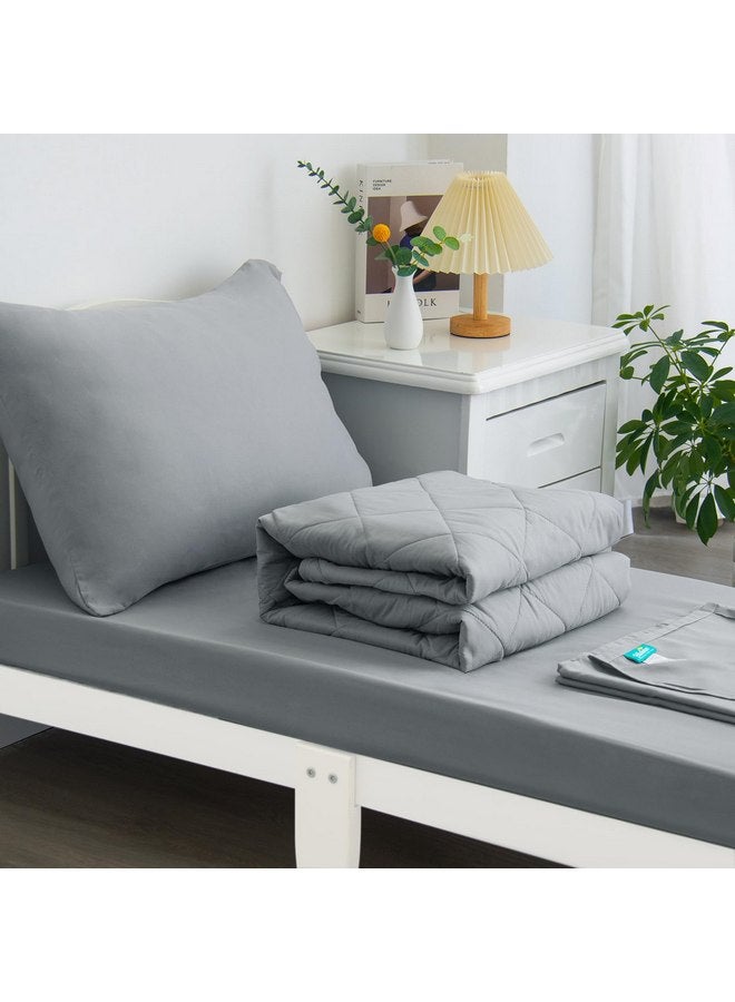 Biloban 4-Piece Ultra Soft Toddler Bedding Set and Breathable Toddler Crib Sheet Set, Includes Quilted Comforter, Crib Fitted Sheet, Flat Sheet and Envelope Pillow Case, Grey - Image 1