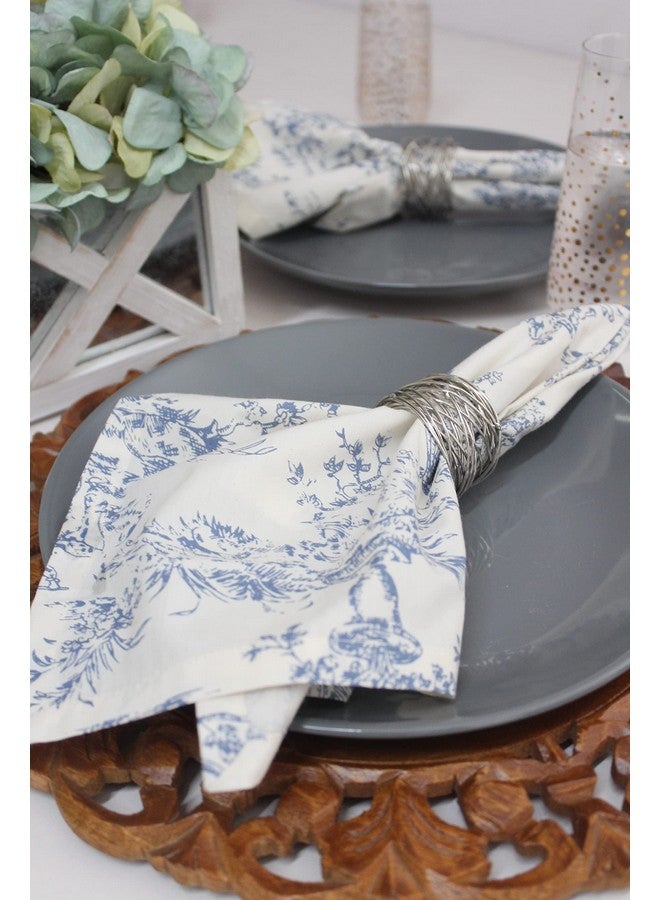 COTTON CRAFT Cloth Napkins - Set of 12-100% Cotton Reusable Napkin - Country French Toile Dinner Napkin -Everyday Spring Summer Fall Christmas Holiday Party Gift - Soft Absorbent Napkin -18x18- Blue - Image 4