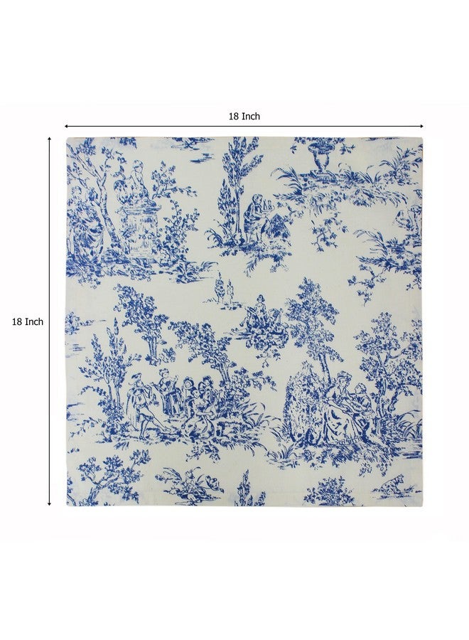 COTTON CRAFT Cloth Napkins - Set of 12-100% Cotton Reusable Napkin - Country French Toile Dinner Napkin -Everyday Spring Summer Fall Christmas Holiday Party Gift - Soft Absorbent Napkin -18x18- Blue - Image 2
