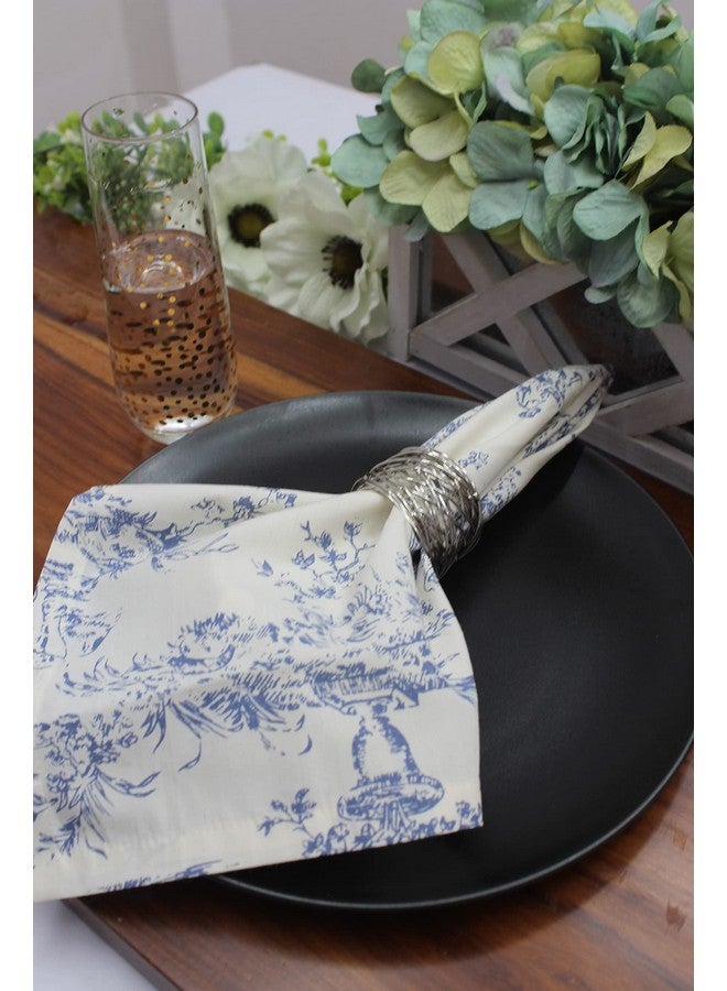 COTTON CRAFT Cloth Napkins - Set of 12-100% Cotton Reusable Napkin - Country French Toile Dinner Napkin -Everyday Spring Summer Fall Christmas Holiday Party Gift - Soft Absorbent Napkin -18x18- Blue - Image 3