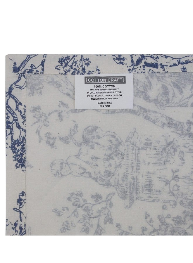 COTTON CRAFT Cloth Napkins - Set of 12-100% Cotton Reusable Napkin - Country French Toile Dinner Napkin -Everyday Spring Summer Fall Christmas Holiday Party Gift - Soft Absorbent Napkin -18x18- Blue - Image 5