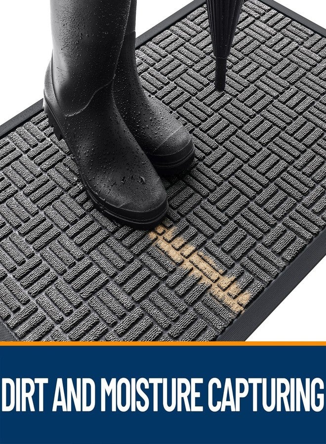 OLANLY Front Door Mat Outside Entrance 29.5x17, Absorbent, Heavy Duty Sturdy Natural Rubber Doormat Indoor Outdoor, Stain and Fade Resistant, Non-Slip Backing Low Profile Floor Mat for Entryway, Grey - Image 4
