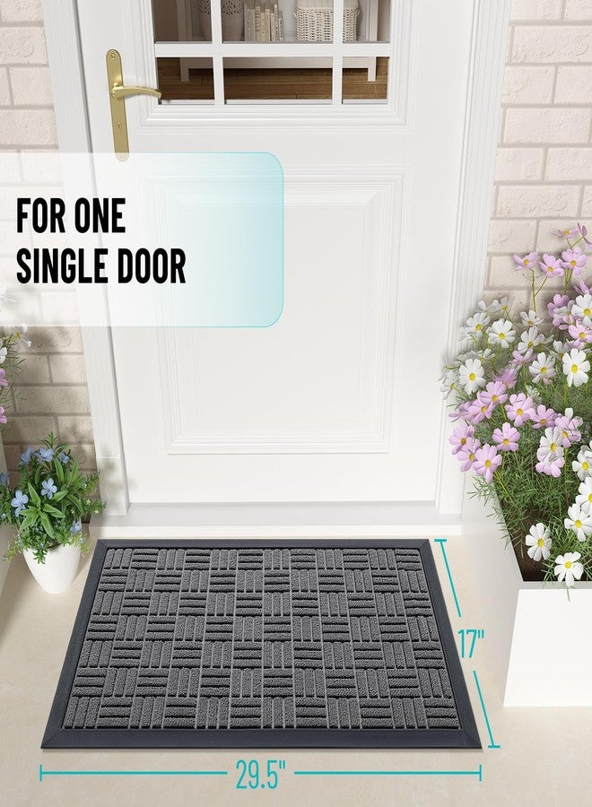 OLANLY Front Door Mat Outside Entrance 29.5x17, Absorbent, Heavy Duty Sturdy Natural Rubber Doormat Indoor Outdoor, Stain and Fade Resistant, Non-Slip Backing Low Profile Floor Mat for Entryway, Grey - Image 2