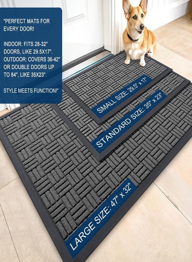OLANLY Front Door Mat Outside Entrance 29.5x17, Absorbent, Heavy Duty Sturdy Natural Rubber Doormat Indoor Outdoor, Stain and Fade Resistant, Non-Slip Backing Low Profile Floor Mat for Entryway, Grey - Image 3