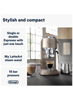 Dedica Arte Espresso Machine - MyLatteArt Milk Foam Nozzle, 15 BAR Pressure, Steel Tamper Included, Beige Gold - Create Perfect Espresso, Cappuccinos, and Latte Art at Home - EC885.BG De'Longhi - pzsku/ZC4E61A7F374C75A32262Z/45/_/1740551726/cd0273cf-d0b5-47f9-8a34-d98b7abd1a2e