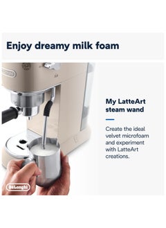 Dedica Arte Espresso Machine - MyLatteArt Milk Foam Nozzle, 15 BAR Pressure, Steel Tamper Included, Beige Gold - Create Perfect Espresso, Cappuccinos, and Latte Art at Home - EC885.BG De'Longhi - pzsku/ZC4E61A7F374C75A32262Z/45/_/1740551777/92e16d55-b115-469e-b9b3-796edfbb630d