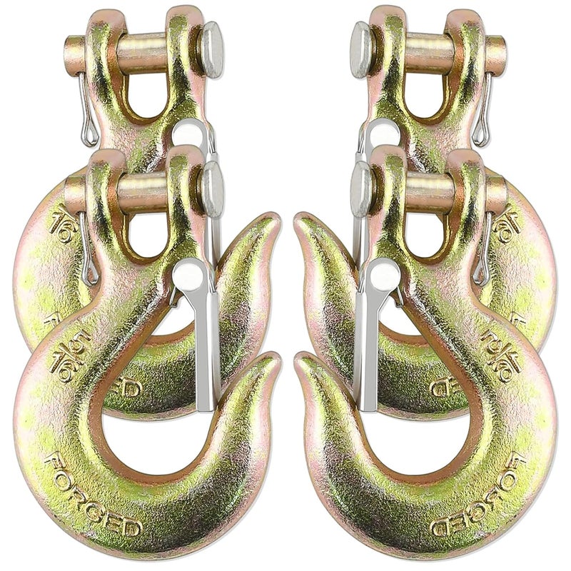 EPHECH 5/16" Clevis Slip Hook with Safety Latch, 4 Pack Heavy Duty Clevis Chain Hook for 5/16" Grade 70 Transport Chain, 14000LBS Capacity for Heavy Load - Image 1