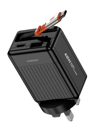 Black-75cm Retractable Type-C Cable
