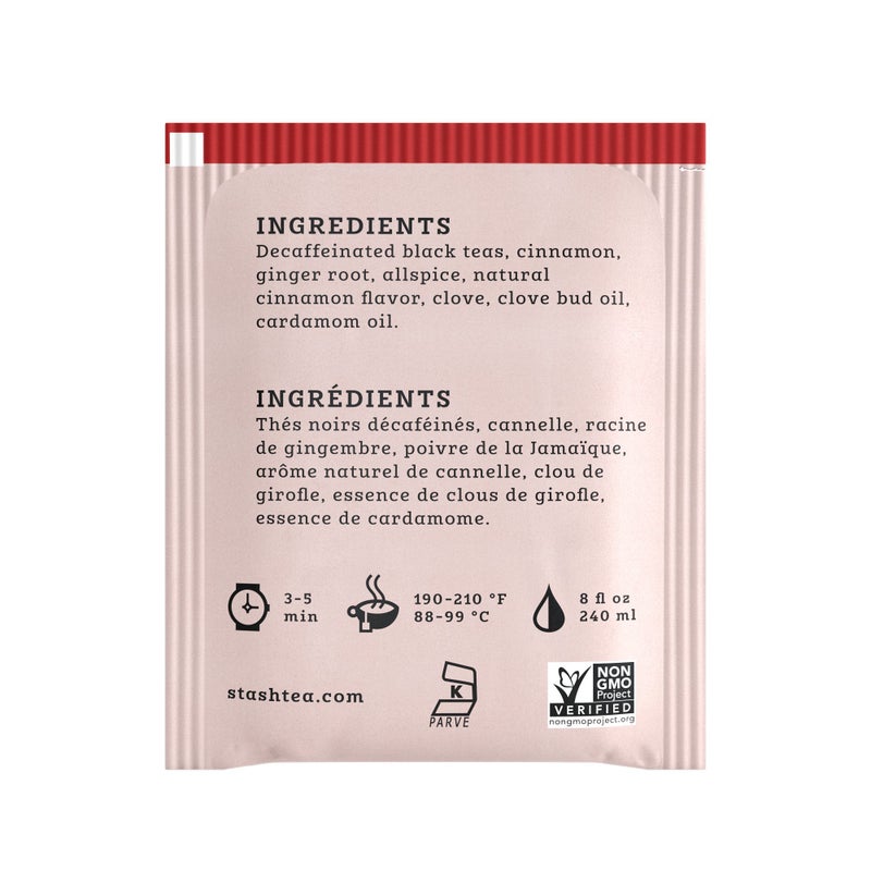 Stash Tea Decaf Chai Spice Black Tea - Decaf, Non-GMO Project Verified Premium Tea with No Artificial Ingredients, 18 Count (Pack of 6) - 108 Bags Total - Image 3