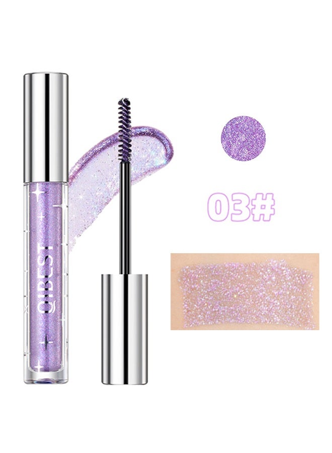 كيو آي بست ماسكارا لامعة - لمكياج عيون متلألئة ماسكارا ملونة لامعة للرموش لمسات من لؤلؤ الماس ماسكارا لمكياج كثافة وإطالة للرموش 3# لامع بنفسجي - Image 2