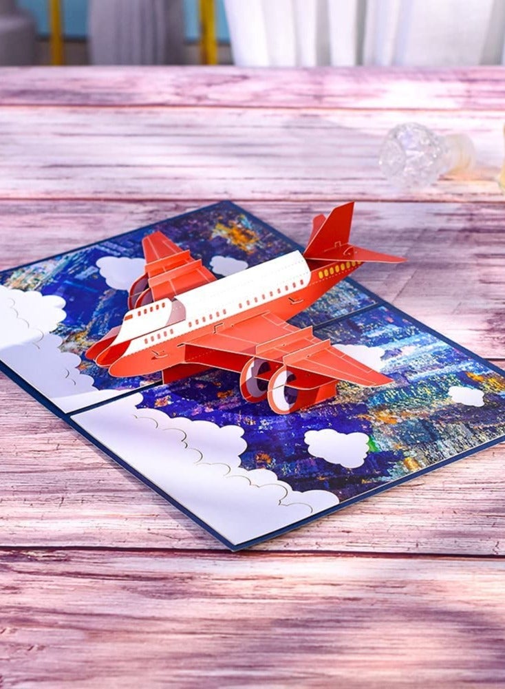 KASTWAVE 3D Airplane Pop Up Card, Which Handmade Greeting Card for All Occasions Happy Birthday Anniversary Graduation Congratulations Fathers Day Retirement Get Well Pilots Plane Travelers - Image 3