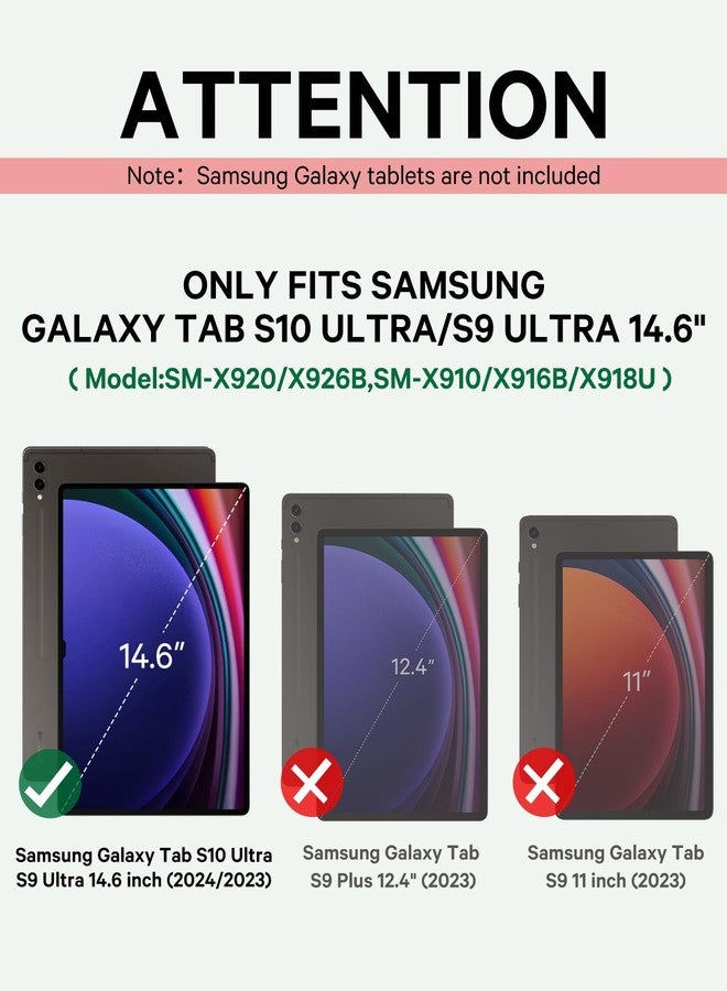 GreenLaw جراب GreenLaw لجهاز Galaxy Tab S10 Ultra مع لوحة مفاتيح، ولوحة لمس ذكية، وقابل للفصل مغناطيسيًا، مصنوع من البولي كربونات مع حامل قلم S Pen، متوافق مع Samsung Galaxy Tab S10/S9 Ultra مقاس 14.6 بوصة، أسود - Image 2