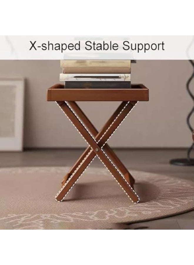 Arabest طاولة جانبية قابلة للطي مع صينية قابلة للإزالة، طاولة قهوة مدمجة لغرفة المعيشة أو غرفة النوم أو الحديقة (كبيرة) - Image 5