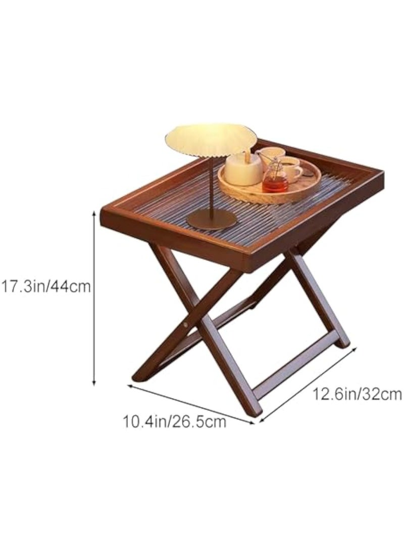 Arabest طاولة جانبية قابلة للطي مع صينية قابلة للإزالة، طاولة قهوة مدمجة لغرفة المعيشة أو غرفة النوم أو الحديقة (كبيرة) - Image 3