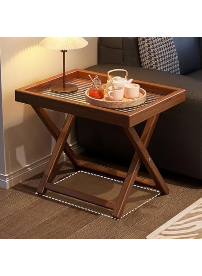 Arabest طاولة جانبية قابلة للطي مع صينية قابلة للإزالة، طاولة قهوة مدمجة لغرفة المعيشة أو غرفة النوم أو الحديقة (كبيرة) - Image 2