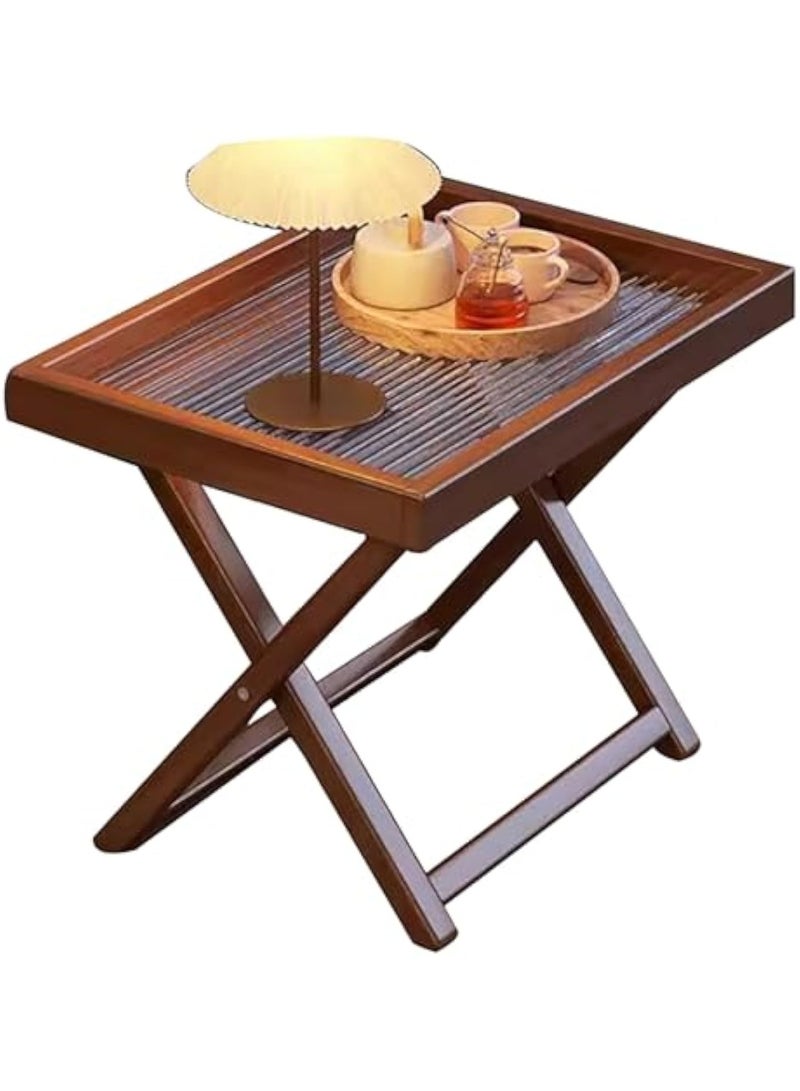 Arabest طاولة جانبية قابلة للطي مع صينية قابلة للإزالة، طاولة قهوة مدمجة لغرفة المعيشة أو غرفة النوم أو الحديقة (كبيرة) - Image 1