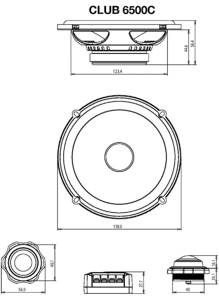 جي بي إل نظام مكبرات صوت Club-6500C، مقاس 6.5 بوصة، عالي الكفاءة وقوة قصوى - Image 5