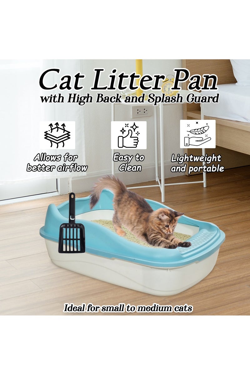 أن ان سي بيتس صندوق فضلات القطط للقطط الصغيرة والمتوسطة، مصنوع من البلاستيك المتين وتصميم قابل للإزالة، صندوق فضلات القطط 47 سم مع مغرفة، سياج مرتفع ومضاد للرذاذ، صندوق فضلات الحيوانات الأليفة سهل التنظيف (أزرق) - Image 4