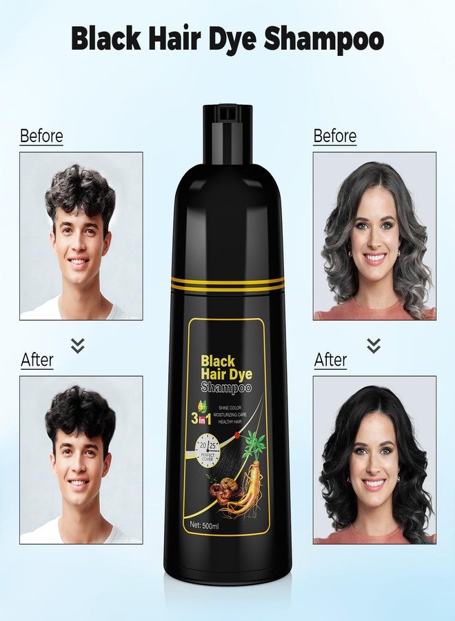 JUANCHI Black Hair Dye Shampoo 3 in1, Black Shampoo Hair Dye for Gray Coverage, Natural Hair Color for Women Men, Herbal Formula, Ammonia-free, Lasts 30 Days, 500ml (16.90 oz) - Image 2