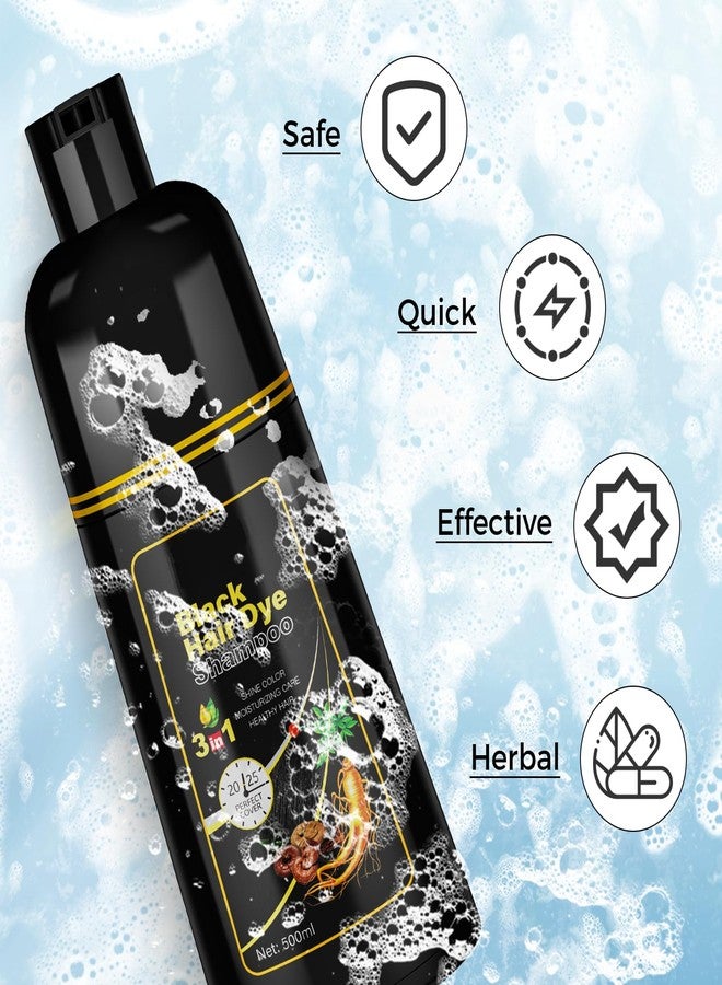 JUANCHI Black Hair Dye Shampoo 3 in1, Black Shampoo Hair Dye for Gray Coverage, Natural Hair Color for Women Men, Herbal Formula, Ammonia-free, Lasts 30 Days, 500ml (16.90 oz) - Image 4