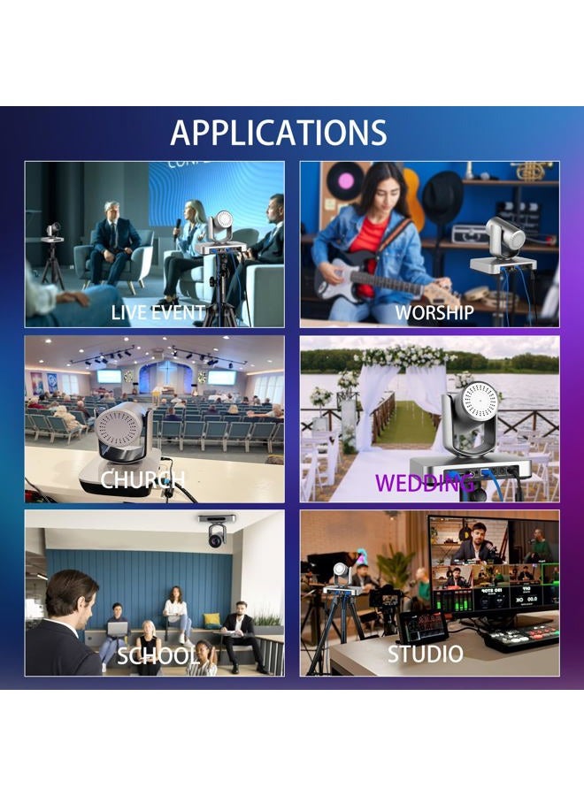 AVKANS 4K NDI PTZ Camera, HDMI SDI AI AUTO Tracking PTZ Camera with IP Live Streaming for Church Worship Live Events, PoE Support - Image 5