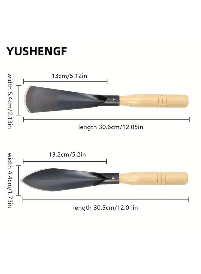 قطعتان من مجموعة مجارف معدنية متينة بمقبض مانع للانزلاق: 1 مدببة و 1 مسطحة الرأس - Image 3