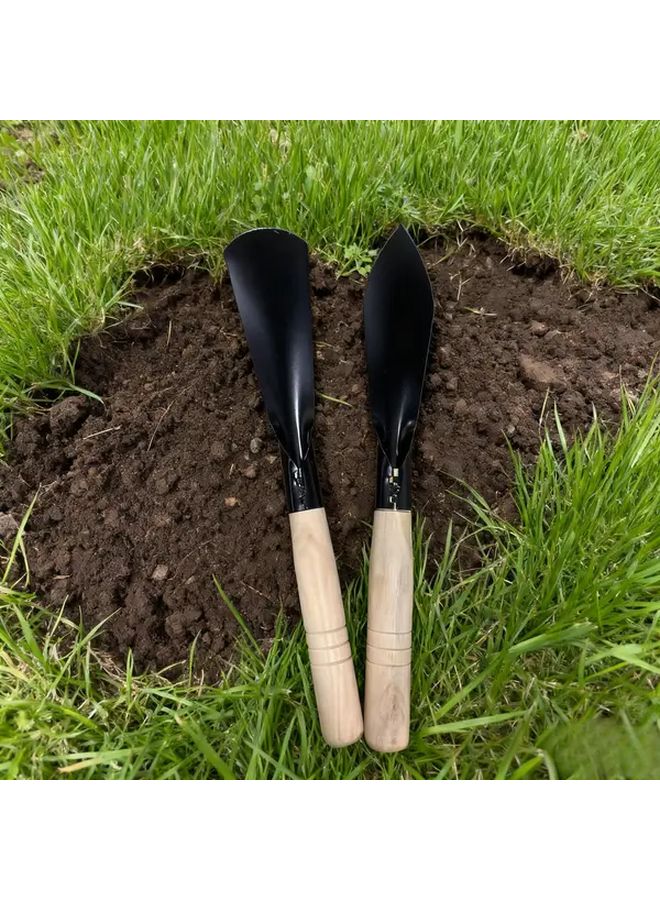 قطعتان من مجموعة مجارف معدنية متينة بمقبض مانع للانزلاق: 1 مدببة و 1 مسطحة الرأس - Image 1