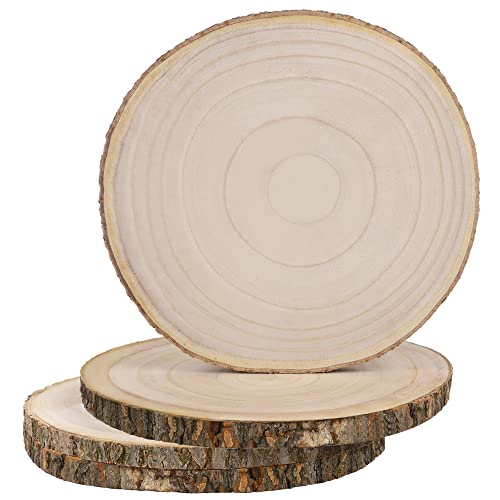 Prsildan 4 Pcs Large Natural Wood Slices 10115 Inches Unfinished Wood Centerpieces for Tables DIY Round Wooden Circle Sign Crafts for Wedding Party Dcor