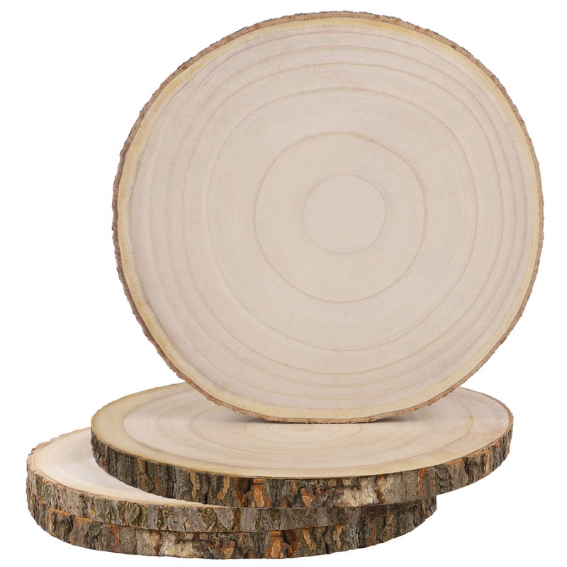 Prsildan 4 Pcs Large Natural Wood Slices 10115 Inches Unfinished Wood Centerpieces for Tables DIY Round Wooden Circle Sign Crafts for Wedding Party Dcor - Image 3