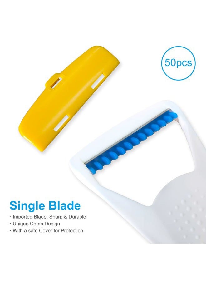 EAPC 50Pcs Portable Disposable Razors, Skin Blade Razors, Individually Packaged Dry/Wet with Protection Cap, Stainless Steel Single Blade Hair Removal Prep Blade Razors for Women Men for Home&Summer Travel - Image 3