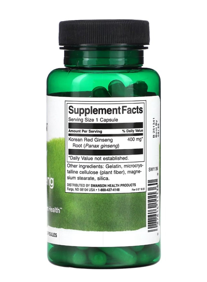 SWANSON Korean Red Ginseng Root Full Spectrum 400 Mg 90 Capsules - Image 2