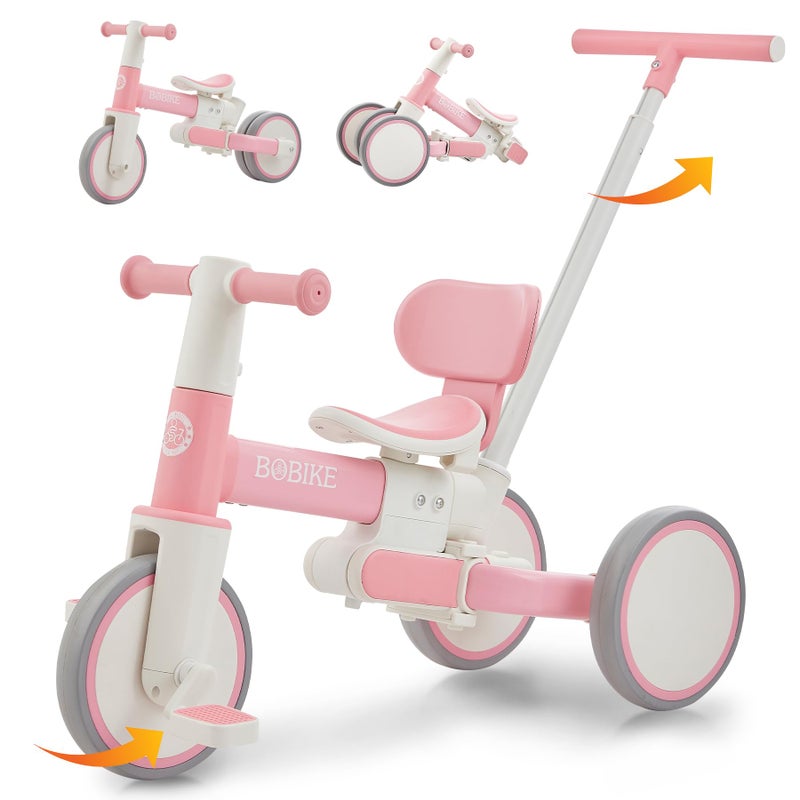 Bobike 5in1 Tricycle for Toddlers 18 Months to 5 Years Old Toddler Bike Kids Tricycle with Push Handle and Backrest Toddler Balance Bike with Easy Assembly for Boys and GirlsPink - Image 2