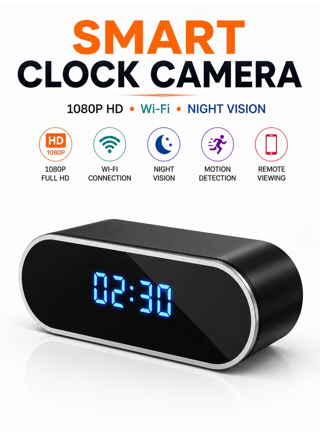 إي وورلد Eworld Mini Clock Camera 1080p Hd