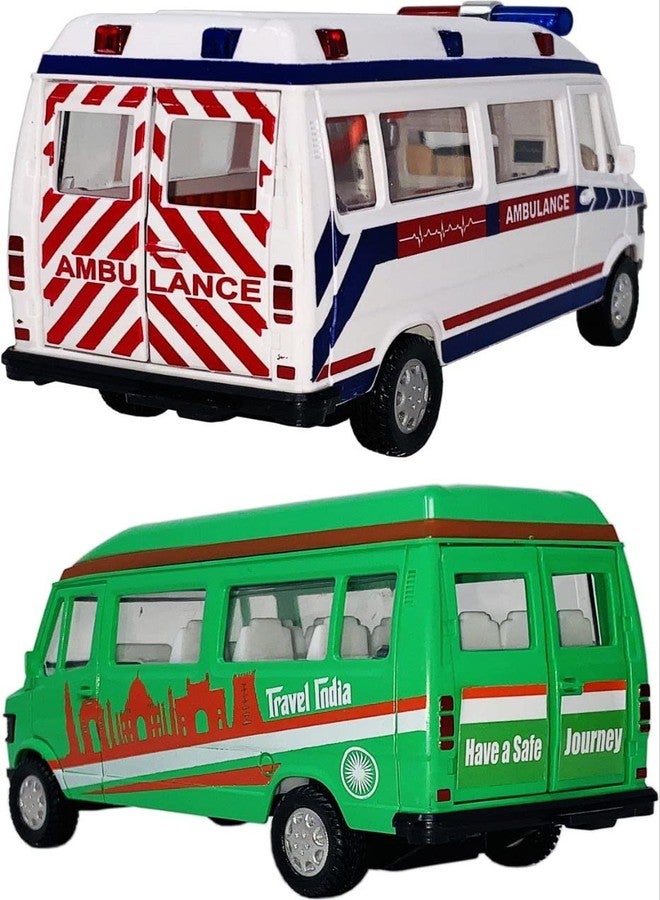 SARASI Ambulance & Travel India, Pull Back Action Toys [Pack of: 2,Multicolor] - Image 4